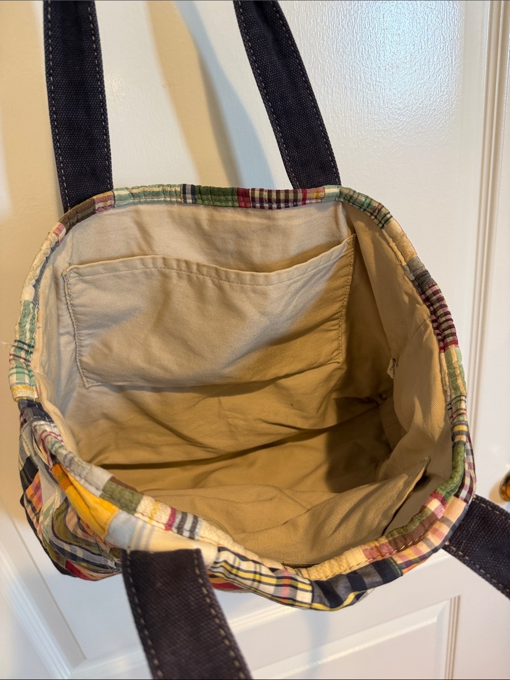 Vintage J.Crew Madras Patchwork Canvas Tote Bag - Picture 4 of 11